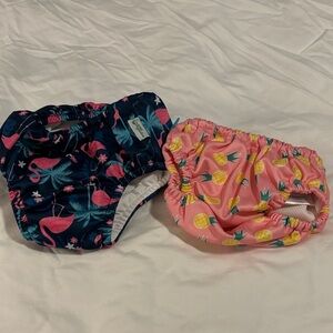 Flamingo and Pineapple Print Kids Swim Diaper